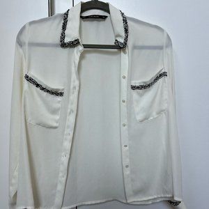 White and Black Button Down Shirt